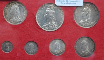 Lot 70 - Victoria, Jubilee Head Silver Set 1887 comprising: crown, double florin, halfcrown, florin,...