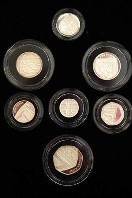 Lot 88 - 2 x Royal Mint Silver Sets: Silver Proof Piedfort Collection 2008 'Royal Shield of Arms,' 7...