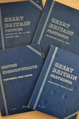 Lot 90 - A Date Run of Bronze Farthings 1860 to 1956 inclusive except 1863, in 3 x Whitman folders,...