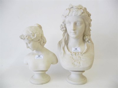 Lot 58 - Hop Queen, after J Durham ARA, Copeland, circa 1884, a bust of a pretty young woman with...