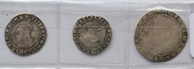 Lot 3 - Elizabeth I, 2 x threepences: 1573 3rd/4th issue MM acorn, full flan, good portrait & shield &...