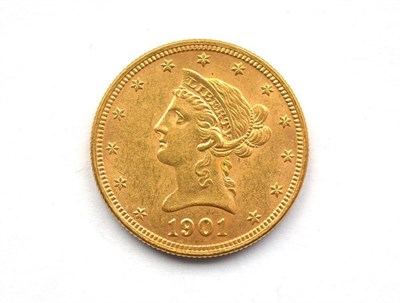 Lot 27 - USA, Gold 10 Dollars 1901 'Coronet Head', 16.7g, .900 gold, good edge & surfaces, AEF