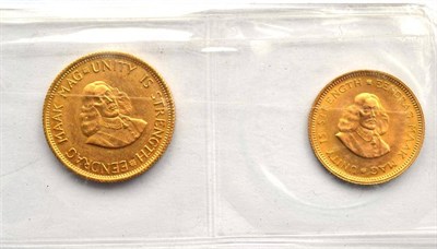 Lot 41 - South Africa, Gold 2 Rand 1962, 8.01g,  AEF & gold 1 rand 1965, 3.99g, AEF, both .917 gold