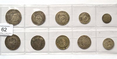 Lot 62 - Swiss Cantons, 10 x 18th & 19th Century Silver Coins comprising: Bern: quarter thaler 1797...