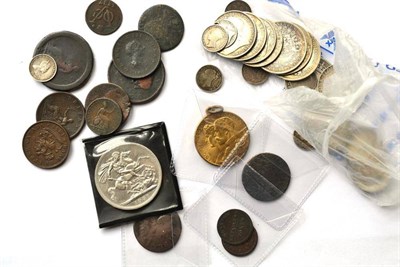 Lot 73 - Miscellaneous Coins & Tokens including: £1.45 face value pre-20 silver (all Victoria), 8 x...