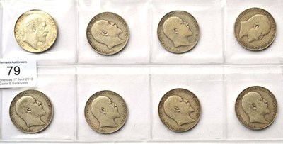 Lot 79 - Edward VII Date Run of Halfcrowns 1902 - 1910 inclusive (except 1903): 1902 scratch & small dig...