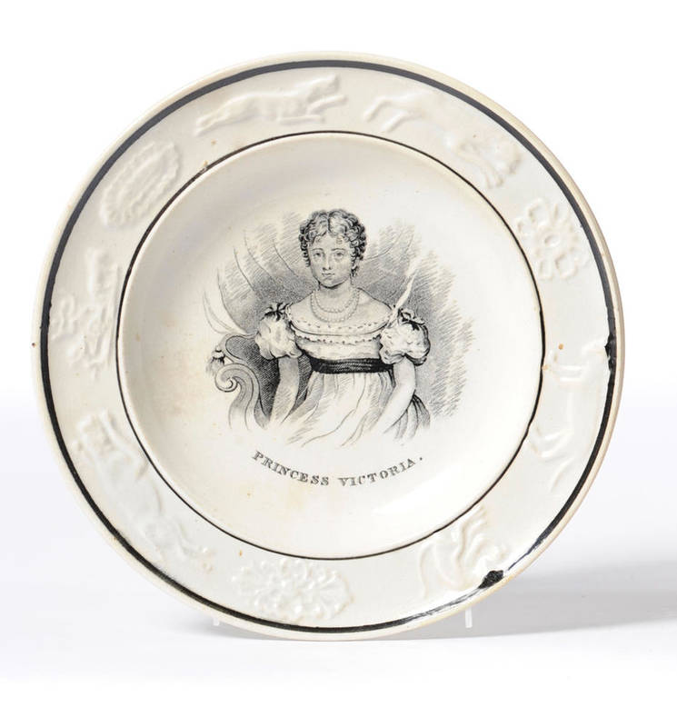 Lot 81 - Queen Victoria Interest: A Rare Princess Victoria Pearlware Pottery Child's Plate, circa 1831,...