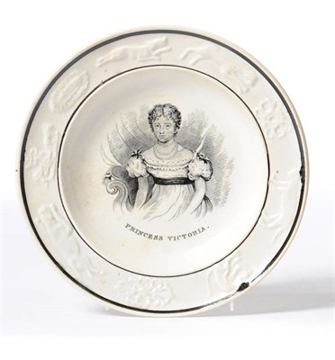 Lot 81 - Queen Victoria Interest: A Rare Princess Victoria Pearlware Pottery Child's Plate, circa 1831,...