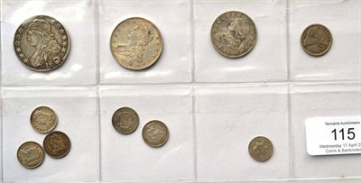 Lot 115 - USA, 10 x 19th Century Silver Coins comprising: 50 cents 182(7?), holed at date, a few faint...