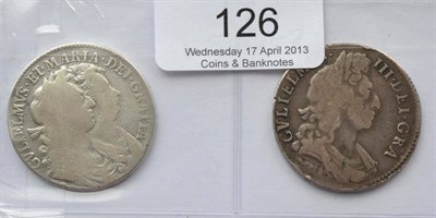 Lot 126 - William & Mary Halfcrown 1689 PRIMO, 1st busts, 2nd shield, caul & interior frosted, sometime...