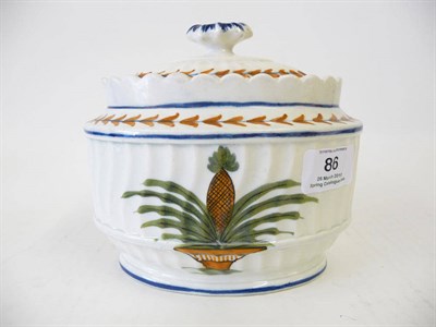 Lot 86 - A Staffordshire Pearlware Pottery Sugar Box and Cover, circa 1800, of wrythen fluted oval...