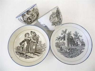 Lot 101 - A Brameld Pearlware Pottery Black Transfer Printed Romantic Landscapes Pattern Tea Cup and...