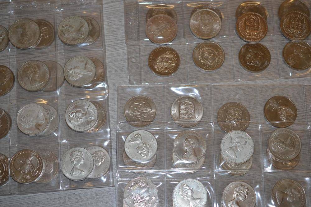 Lot 216 - A Collection of 60 x Foreign Crowns & Crown-Size Coins from various countries including: New...