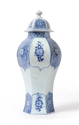 Lot 111 - A Chaffers, Liverpool Blue and White Porcelain Vase, circa 1755-60, of hexagonal panelled...