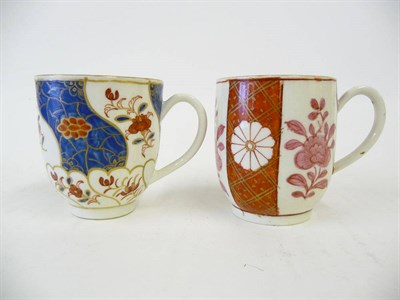 Lot 121 - A Worcester Coffee Cup, circa 1770, outside decorated in overglaze blue, red and gilt with the...