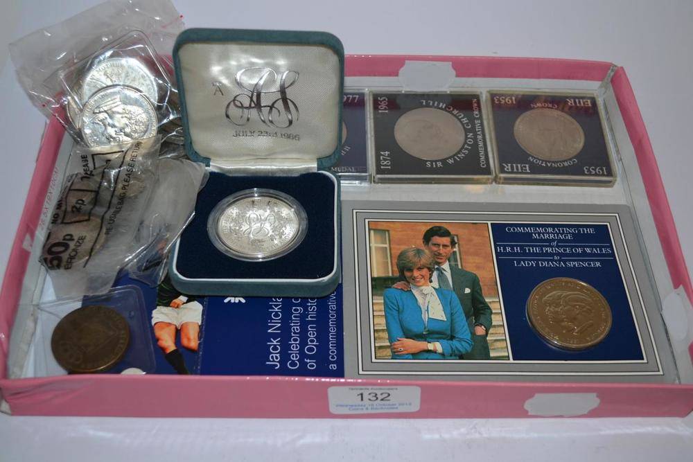 Lot 132 - Miscellaneous Coins & Banknotes comprising: halfcrown 1893 AVG, penny 1863 VF, 11 x silver...