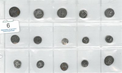 Lot 6 - A Collection of 15 x Roman & Greek Silver Coins including: Roman Republic: denarius L Julius...