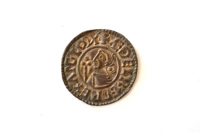 Lot 12 - Anglo-Saxon, Aethelred II Silver Penny, crux type, Lewes Mint, obv. bust with sceptre, AEDELRED REX