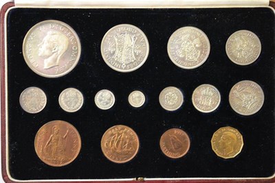 Lot 46 - Proof Set 1937, 15 coins crown to Maundy penny, in red leatherette CofI (in very good...