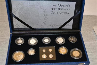 Lot 48 - RM Silver Proof Set 2006 'The Queen's 80th Birthday' comprising 9 coins 1p to £5 & Maundy...