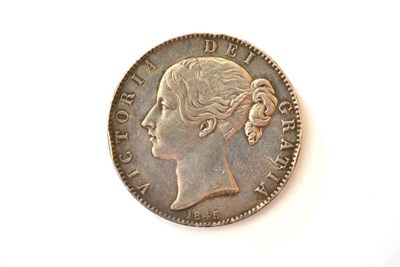 Lot 57 - Victoria, Crown 1845 VIII, obv. edge bump at 9 o'clock, contact marks, dig at 'T' of 'GRATIA'...