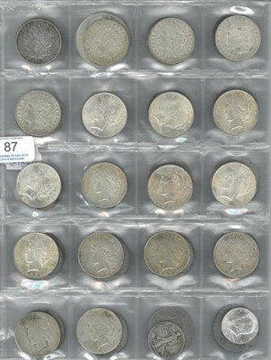 Lot 87 - USA, 18 x Silver Dollars comprising: 1880 graffiti/scratches both sides, 3 x 1921 (Morgan),...