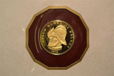 Lot 93 - Panama, Gold Proof 100 Balboas 1975, '500th Anniversary Birth of Balboa,' 8.16g, 0.900 gold, sealed