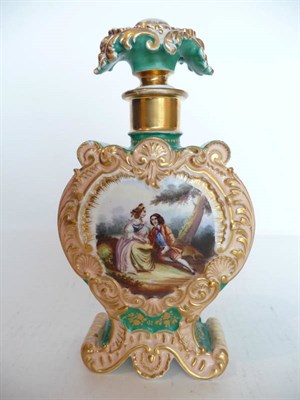 Lot 153 - A Jacob Petit Porcelain Large Scent Flask, circa 1830, of scroll flat sided silhouette, with...