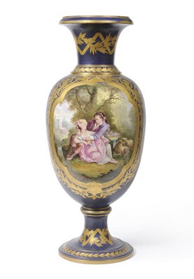 Lot 154 - A "Sevres" Porcelain Large Pedestal Baluster Vase, circa 1870, with trumpet neck, the ovoid...