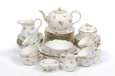 Lot 159 - A Meissen Porcelain Floral Tea Service, early 20th century, each bracketed circular piece...