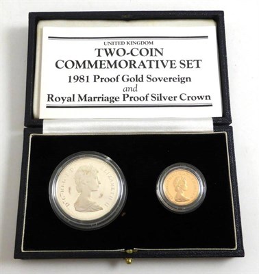 Lot 45 - A Commemorative Set 1981 'Royal Wedding' comprising a proof sovereign 1981 & a silver proof...