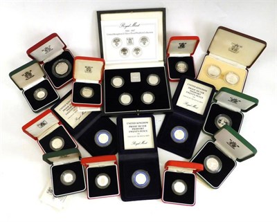 Lot 49 - A Collection of Silver Proof Piedforts comprising: a 2-coin £2 set 1989 '300th Anniversary...