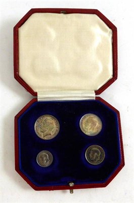 Lot 64 - Maundy Set 1918, 4d, 3d, 2d & 1d, all with matching blue/gold tone with underlying brilliance,...