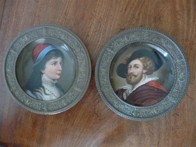 Lot 168 - A Pair of Painted Porcelain Shallow Circular Dishes, German, circa 1870, one painted with a bearded