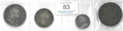 Lot 83 - William III Crown 1696 OCTAVO, 1st draped bust, 1st harp; obv. scratch in field, rev. Irish &...