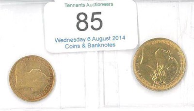 Lot 85 - Sovereign 1881M minor edge imperfections, numerous contact marks AVF & half sovereign 1898...