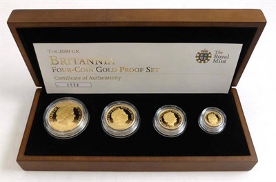 Lot 92 - Britannia 4-Coin Gold Proof Set 2009 comprising: £100 (1oz fine gold), £50 (½ oz ), £25