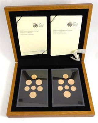 Lot 96 - RM 'Emblems of Britain' & 'Royal Shield of Arms' Gold Proof Set 2008 comprising: Emblems of Britain