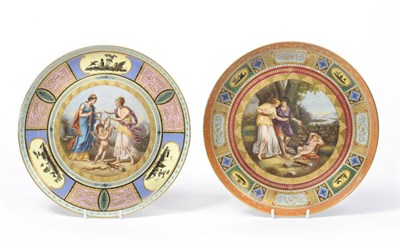 Lot 170 - Two German Vienna Style Porcelain Plates, circa 1900, each of shallow circular form, titled...