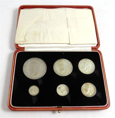 Lot 106 - Specimen Proof Set 1927, 6 coins wreath crown to silver threepence, in original red leatherette...