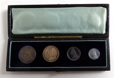 Lot 120 - Maundy Set 1892, blue/gold tone, in original dated CofI, EF or+