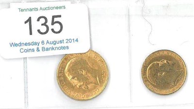 Lot 135 - Sovereign 1926SA GVF & half sovereign 1905 AVF