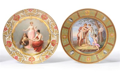 Lot 174 - A German "Vienna" Porcelain Cabinet Plate, Drei Pauzen, circa 1900, circular, the central...