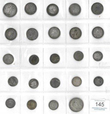 Lot 145 - 23 x 19th Century English Silver Coins comprising: florin 1849 'Godless,' 9 x shillings: 1816,...