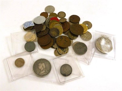 Lot 151 - Miscellaneous English & Foreign Coins including: George III crown LX (date worn), contact marks...