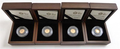 Lot 167 - 4 x Gold Proof Quarter Sovereigns, all 2009, each 1.99g of 22ct gold, with certs, in CofI, FDC