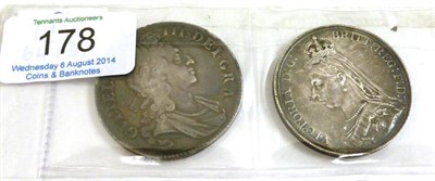 Lot 178 - William III Crown 1695 SEPTIMO, first bust, first harp, minor edge imperfections, generally...