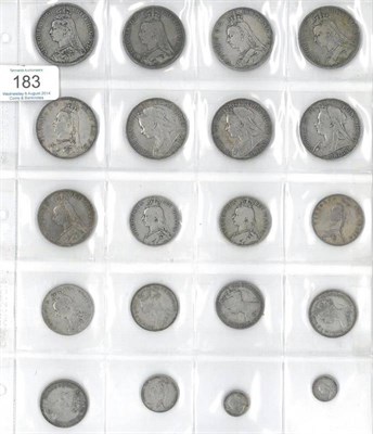 Lot 183 - Victoria, 20 x Miscellaneous Silver Coins comprising: 8 x crowns: 1889(x2), 1890, 1891, 1892,...