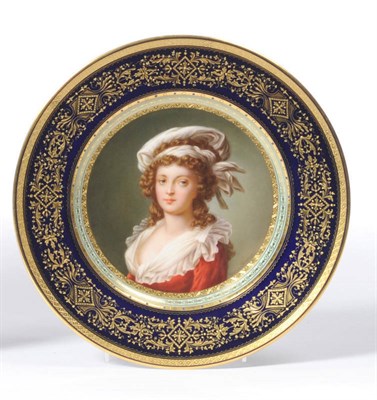 Lot 179 - A "Vienna" Porcelain Portrait Cabinet Plate, Marie Antoinette (1717-80), after the original in...