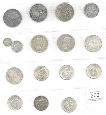 Lot 200 - 16 x Foreign Silver Coins comprising: USA dollar 1900o & 6 x Kennedy half dollars 1964, Panama...